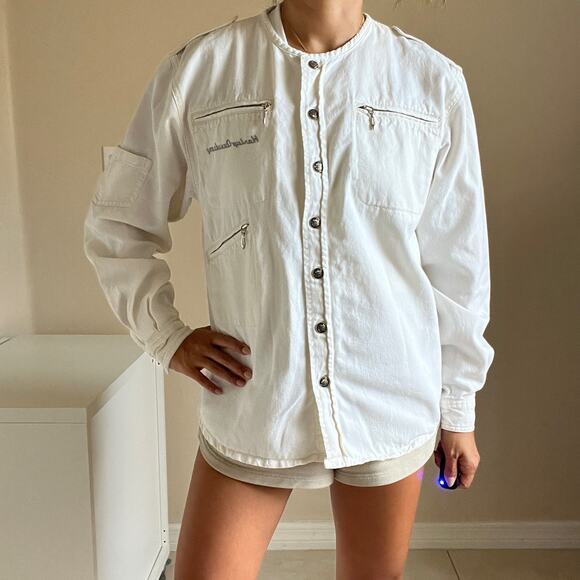 Harley-Davidson White Button Up Long Sleeve Shirt Jacket Women's Size M - Picture 11 of 15
